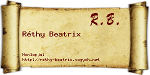Réthy Beatrix névjegykártya